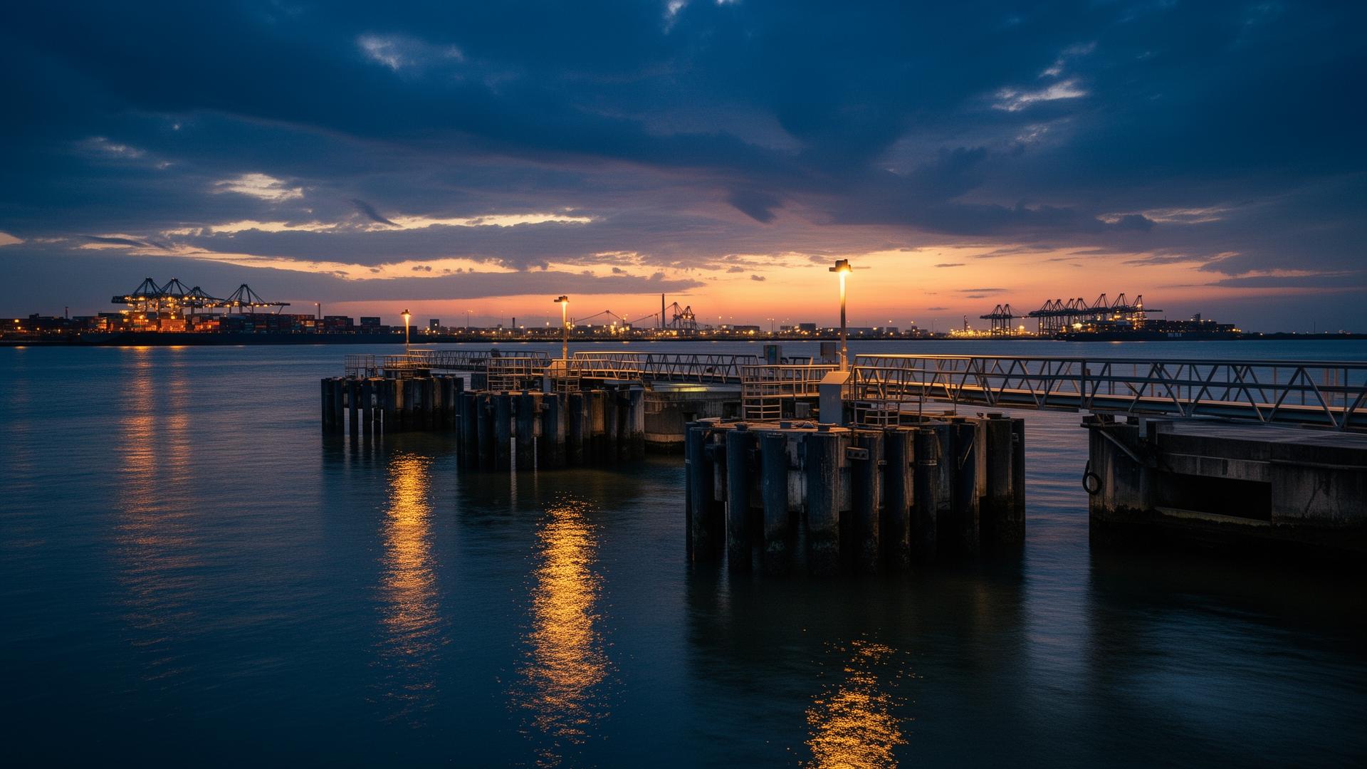 Marine berth at twilight