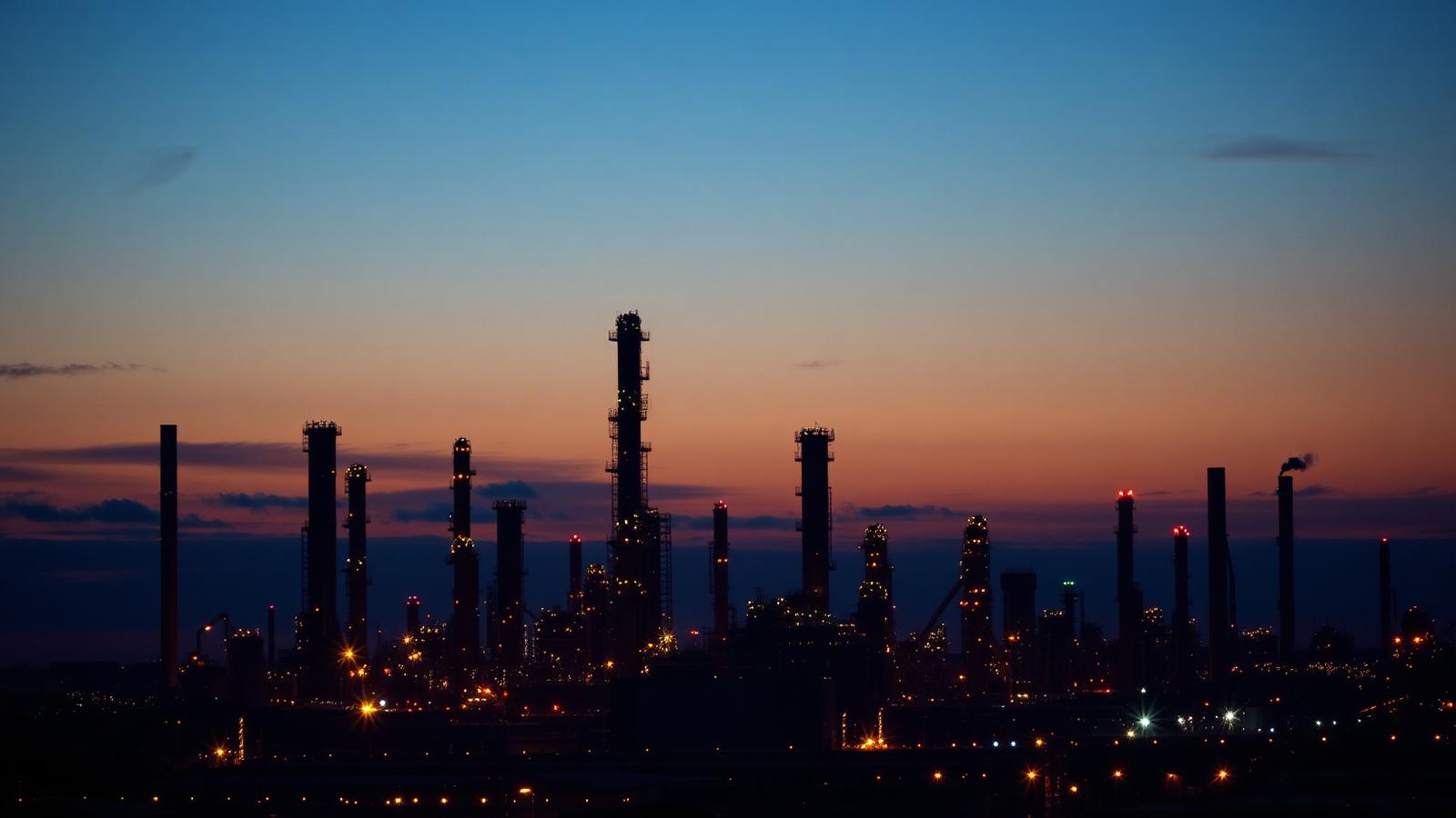 Refinery skyline at twilight